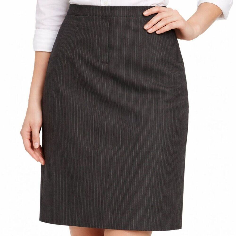 Brooks Brothers Womens Pencil Skirt Gray Pinstripe Knee Length Career Size 14